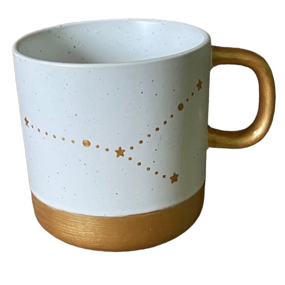 - Studio Pottery "Constellation" Coffee Mug White with Gold Accents by Ally